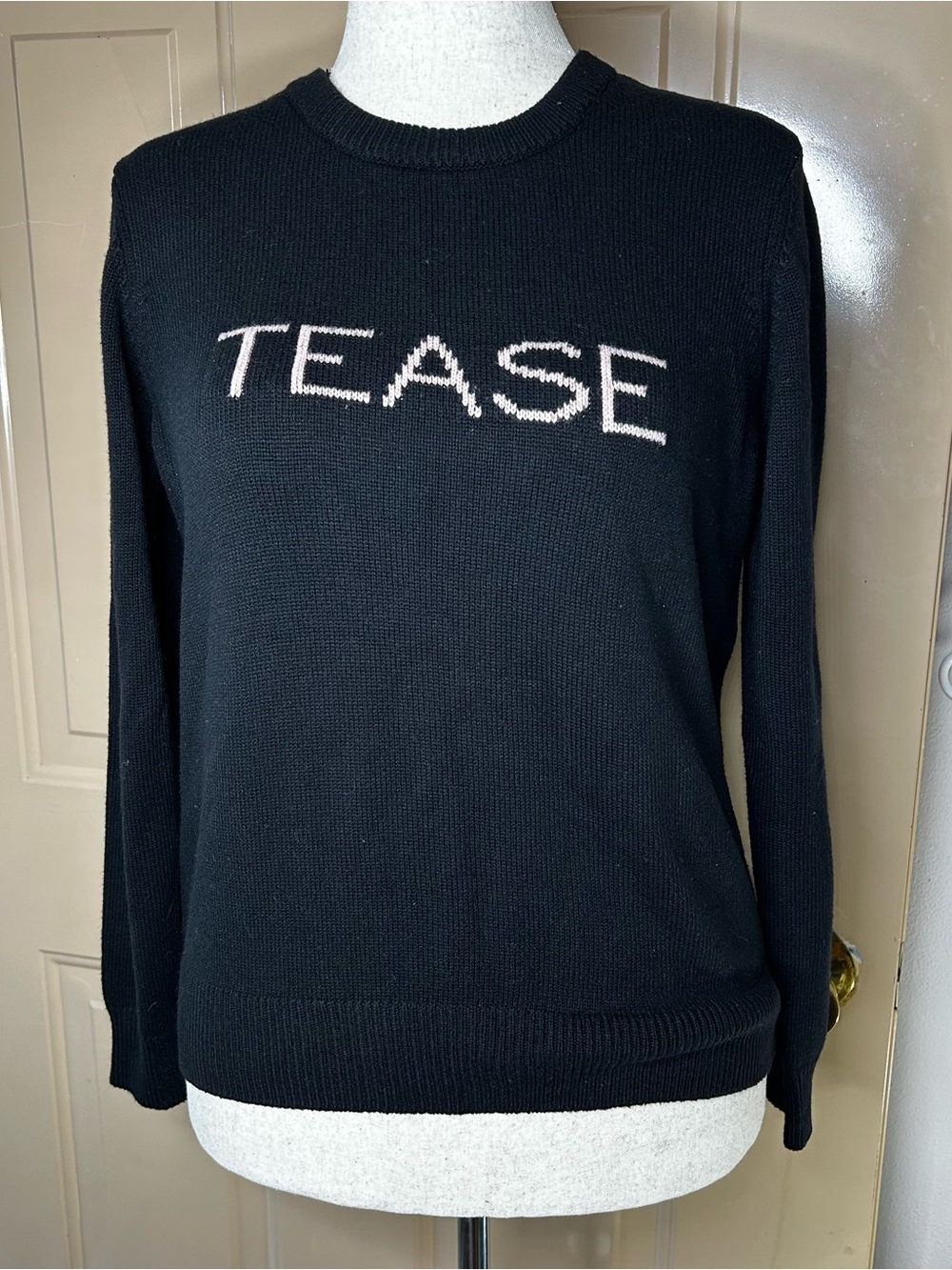 Victoria's Secret Black Crewneck Sweater with Pink TEASE Logo
